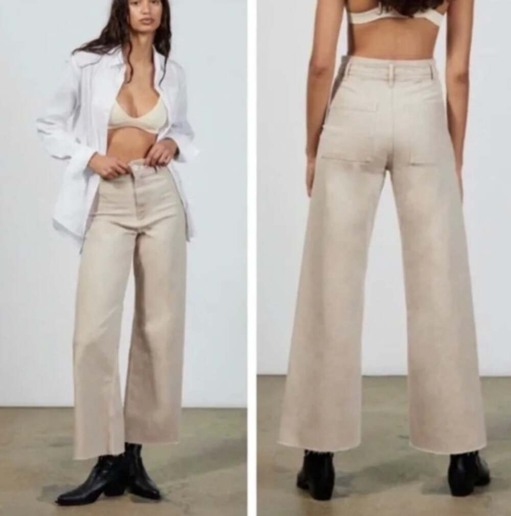 Zara Marine High Rise Wide Leg Jeans Size 10